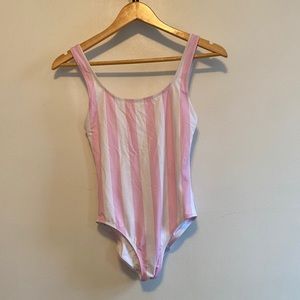 Solid and stripes one piece swimsuit